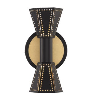 Houston Decorative Wall Sconce in Black and Gold