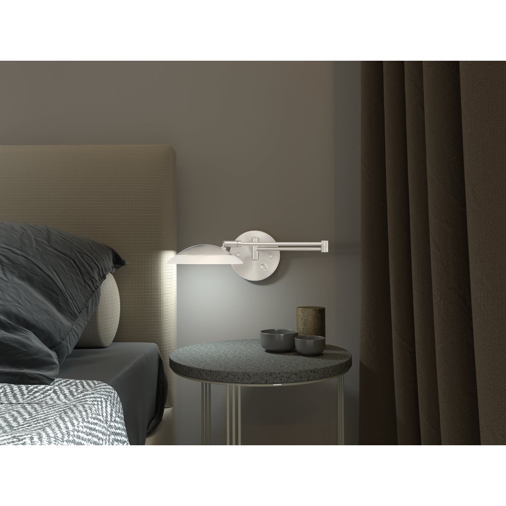 Meran Turbo Swing-Arm Wall Mount in Satin Nickel