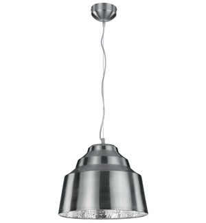 Naples Pendant in Satin Nickel with Cracked Glass