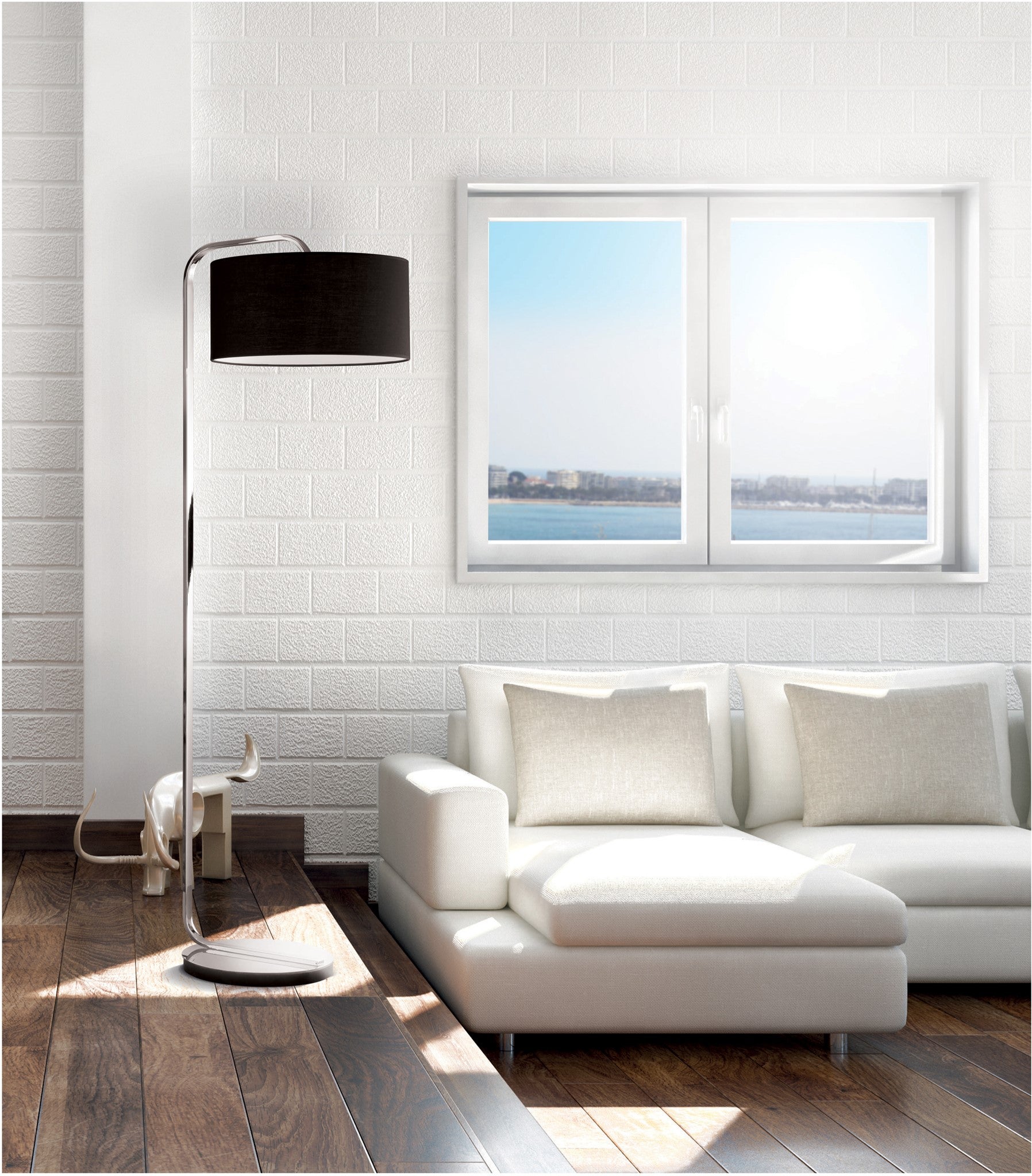 Cannes Floor Lamp in Chrome with Black Shade - floor lamps