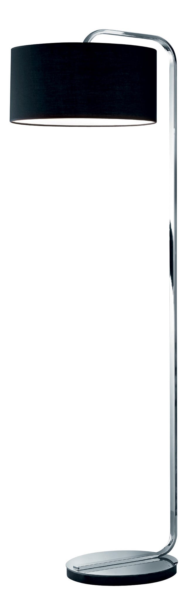 chrome floor lamp with black shade