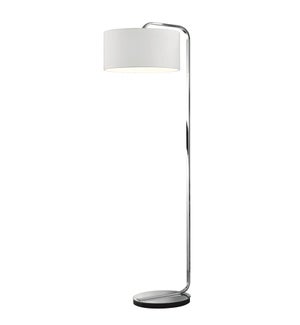 Cannes Floor Lamp in Satin Nickel with White Shade