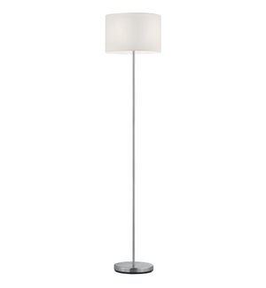 Grannus Floor Lamp in Satin Nickel with Satin White Shade