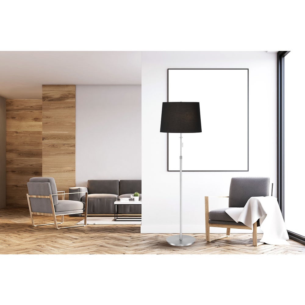 X3 Floor Lamp in Satin Nickel with White Shade