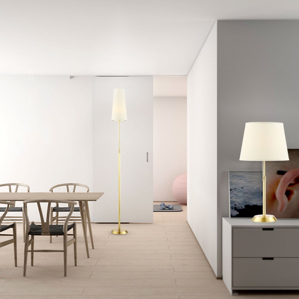 Attendorn Floor Lamp with Narrow Shade in Satin Brass