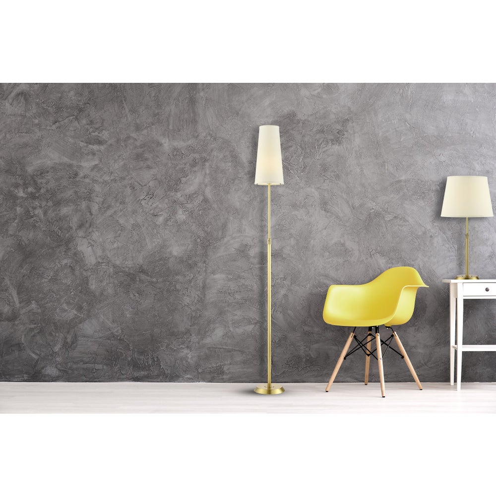 Attendorn Floor Lamp with Narrow Shade in Satin Brass
