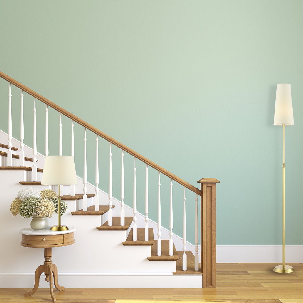 Attendorn Floor Lamp with Narrow Shade in Satin Brass