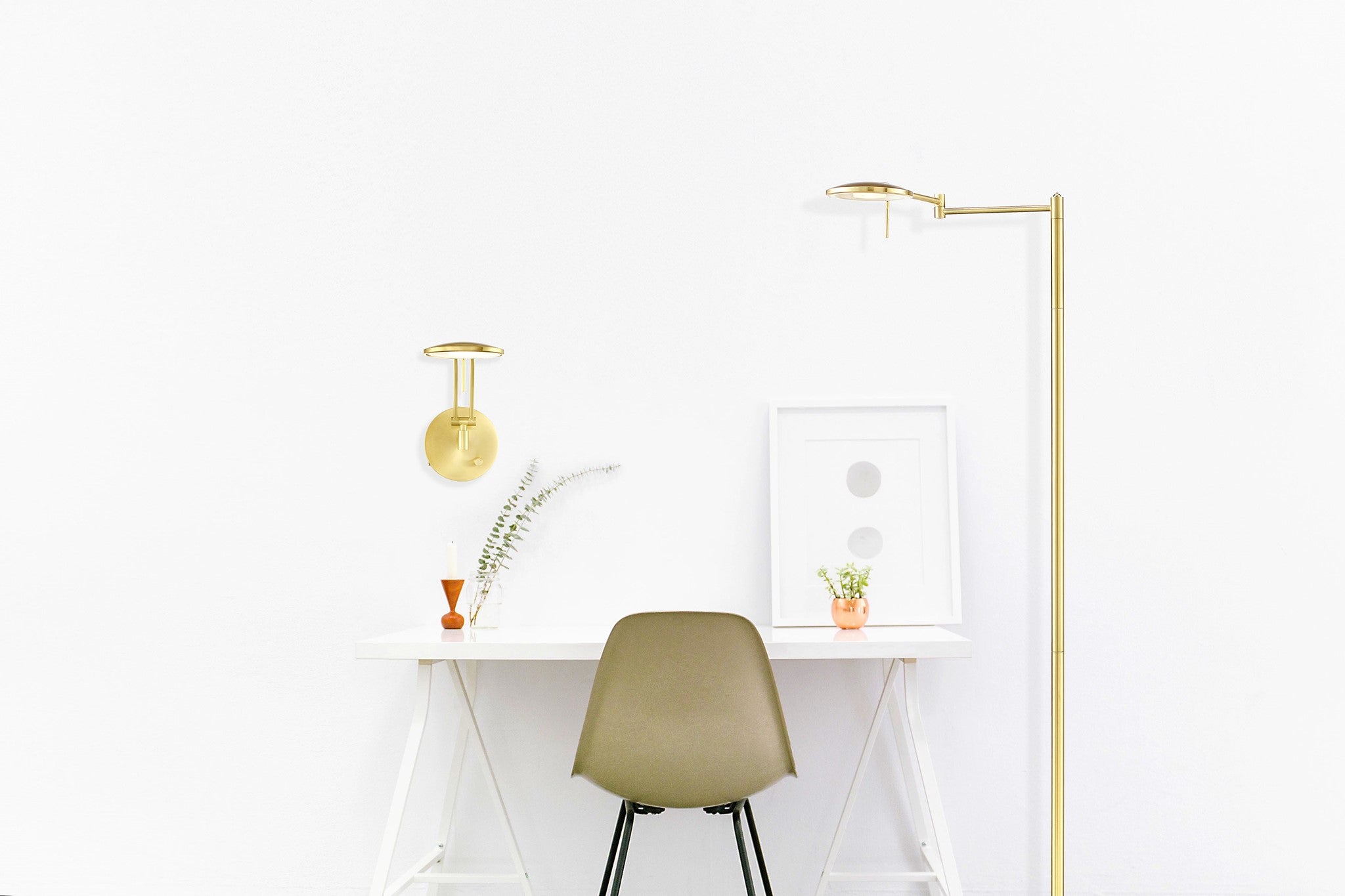 Dessau Turbo Swing-Arm Floor Lamp in Satin Brass - floor Dessau Turbo Swing-Arm Floor Lamp in Satin Brass - floor