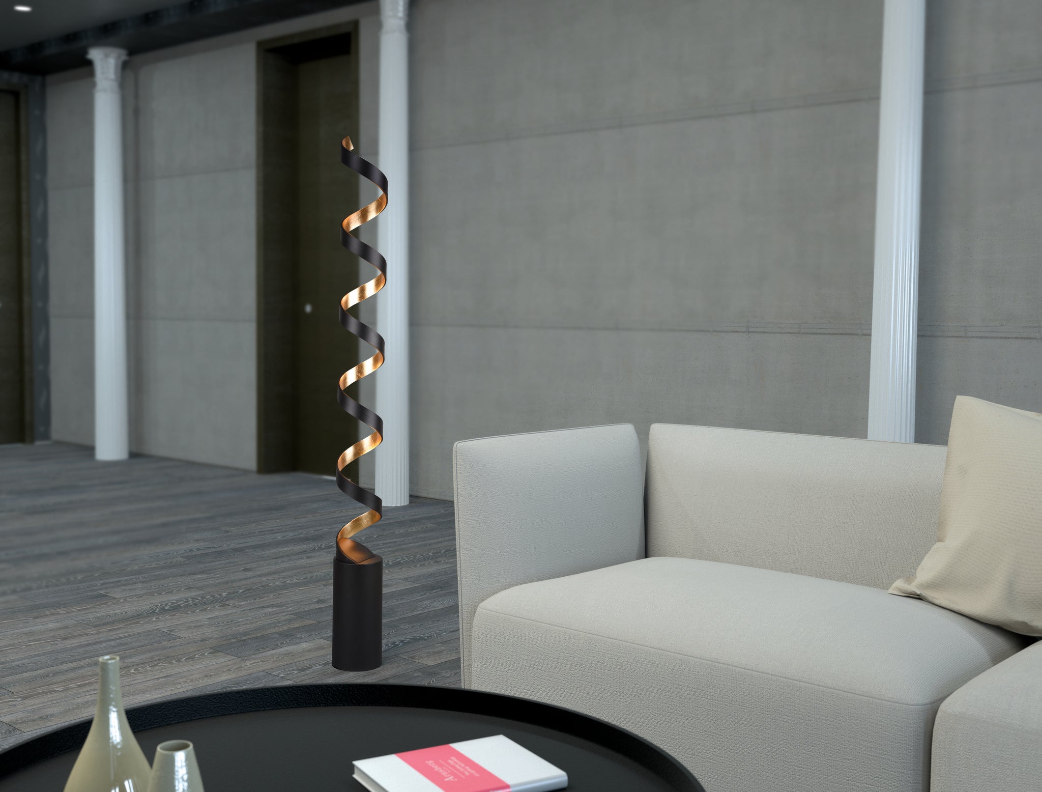 Black spiral floor lamp hotsell
