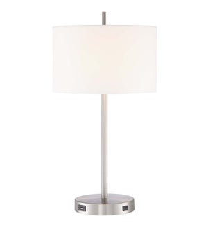 Hotel Desk Lamp in Satin Nickel with White Acrylic Shade
