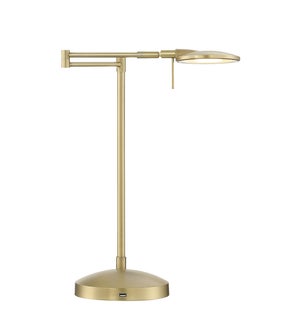 Dessau Turbo Swing-Arm Lamp with USB in Satin Brass
