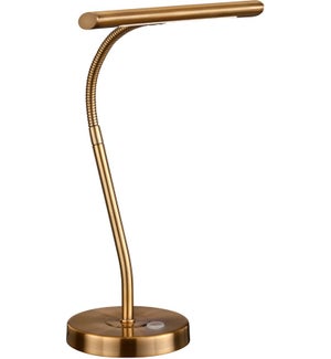 Curtis Gooseneck Desk Lamp in Antique Brass