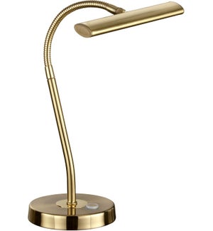 Curtis Gooseneck Desk Lamp in Satin Brass
