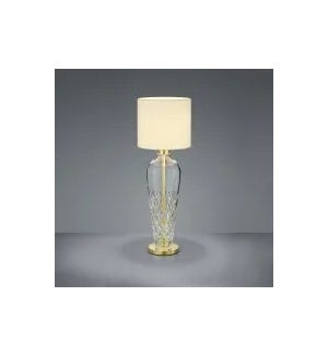 Crystal Table Lamp in Polished Brass with Champagne Shade