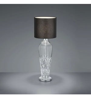 Crystal Table Lamp in Chrome with Black Shade