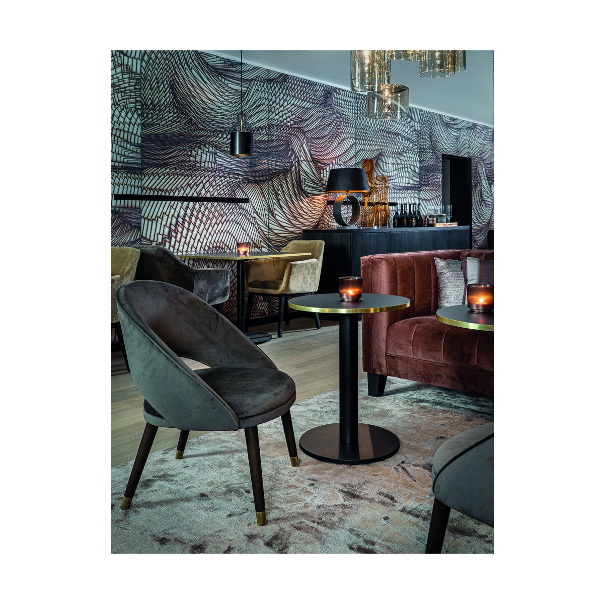 Marais Bistro Table SQUAREwith Gold Edge