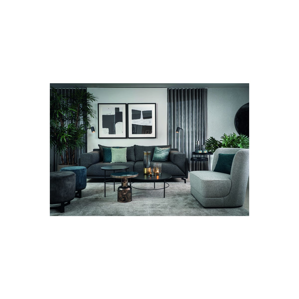 S/2 End Tables Round With Mirror Top&Handle