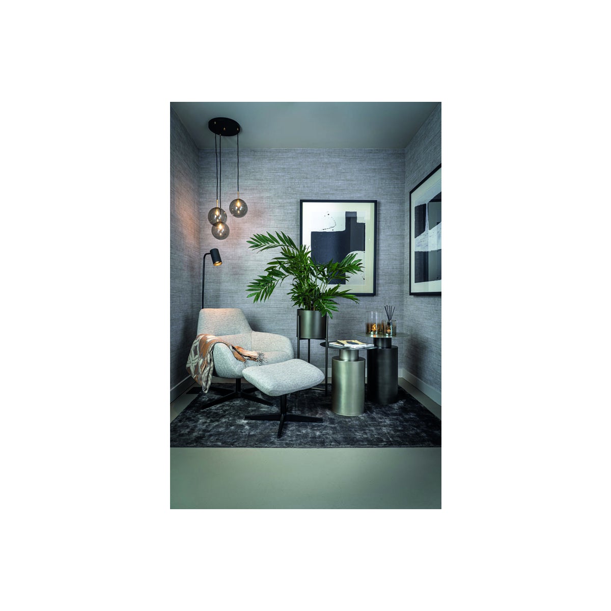 Side Table With Light Grey Zinc Base