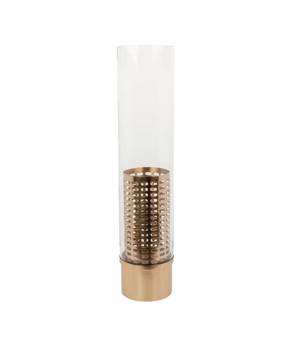 Candle Holder High Model Perforated With Glass