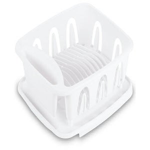 DISH DRAIN WITH BOARD SM WHITE 4PK