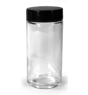 Spice Jar Round Glass w/Black Lid