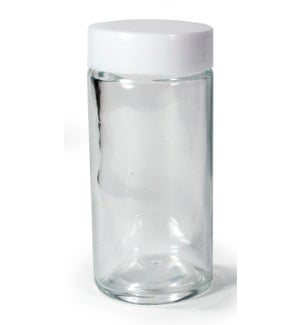Spice Jar Round Glass w/White Lid