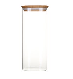 SQUARE Storage Jar 2200ml/74oz Glass w/Bamboo Lid Ø11x30cm