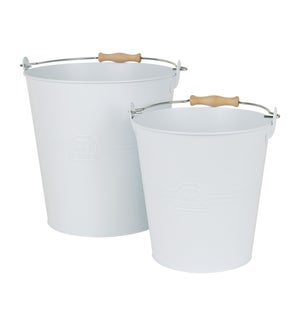 Bucket Set Metal White 2/ST - 5&10L/5&10Q