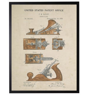 Watercolor brown wood plane patent