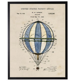 Watercolor blue strip hot air balloon patent