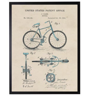 Watercolor Patent Blue Bicycle