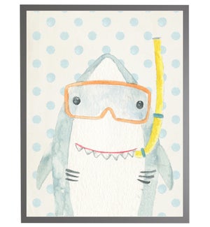 Watercolor shark with geometric background B