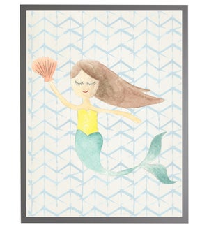 Watercolor mermaid with geometric background A
