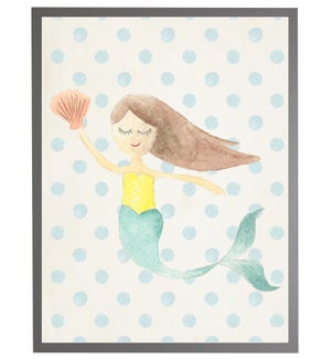 Watercolor mermaid with geometric background B
