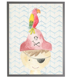 Watercolor pirate with geometric background A