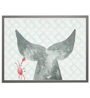 Watercolor whale tale with crab with geometric background C