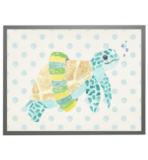 Watercolor turtle with geometric background B