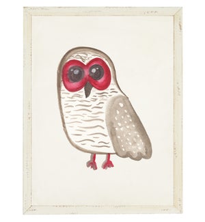Brown owl w/ red eyes & legs