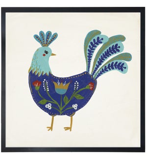 Blue folk art rooster