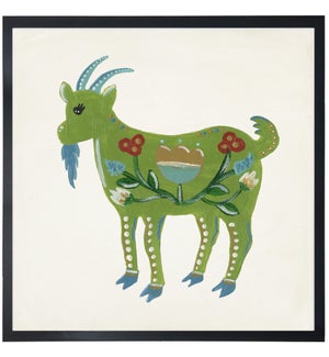 Green folk art goat