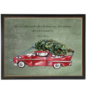 Christmas car with Charlie Brown quote