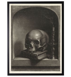 Black and white skull in nook
