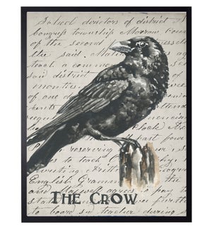 Watercolor Crow on vintage writing