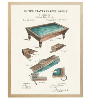 Pool Table patent  on light background