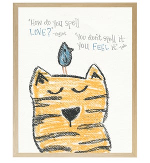 Cat and bird with friendship quote in pastels