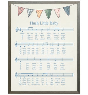 Hush Little Baby music with watercolor banner