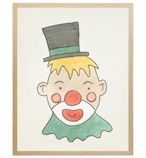 Watercolor circus clown with top hat