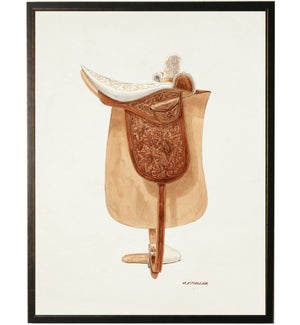 Vintage tan and brown leather saddle