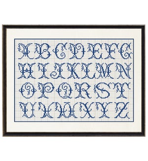 Needlework printed alphabet in navy
