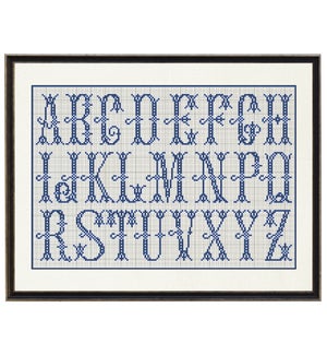 Needlework printed alphabet in navy